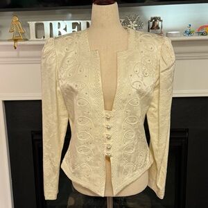 Nah Nah Collections by Jonathan Tait Vintage Ivory Brocade Jacket (Size 10)